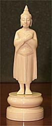 Exquisite standing Thai Ivory Buddha (3.5 in. tall) - 20th C
